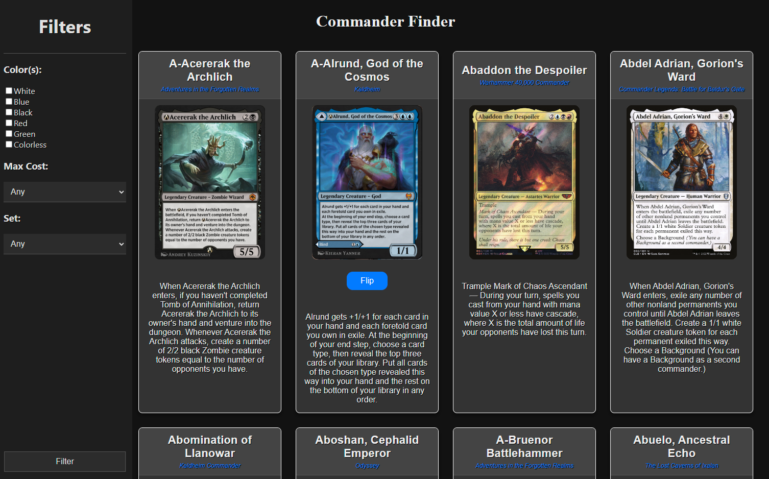 Commander Finder