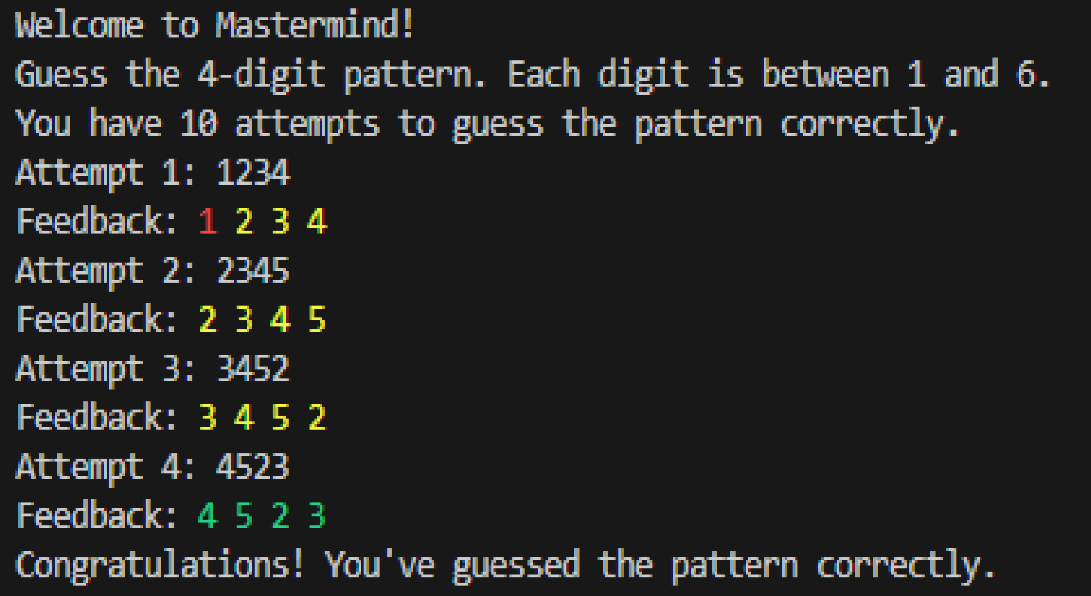 Python Mastermind Clone